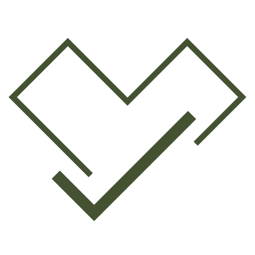 Ikon af hjerte med flueben.